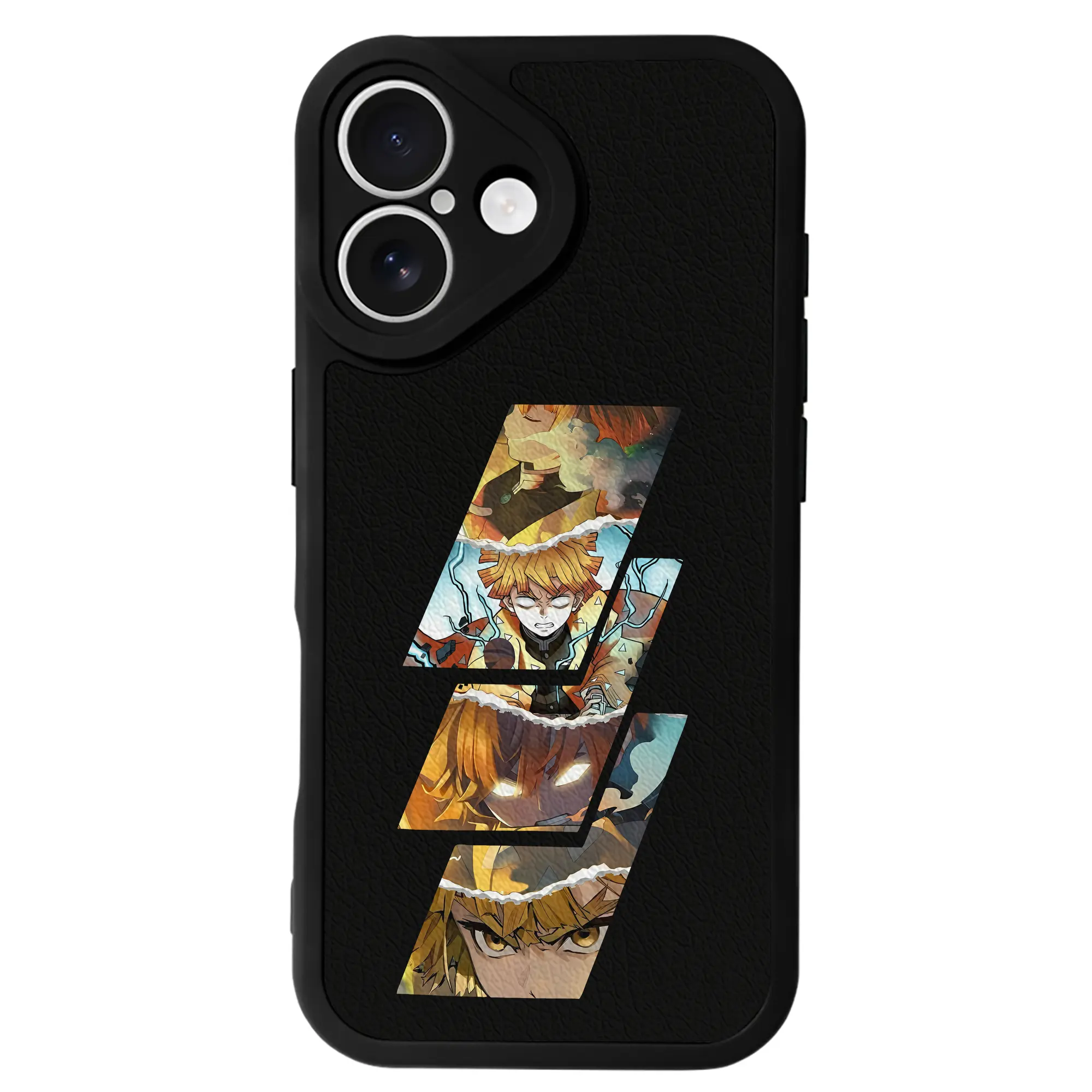 鬼滅の刃 グッズ,我妻 善逸 - IPhone 16シリーズ対応 ・ シリコンスマホケース ・ レザー調 ・ 高精度フィット ・ 耐衝撃 ・ ワイヤレス充電対応 ・ 精密カット